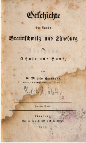 Geschichte der Lande Braunschweig und Lüneburg für Schule und Haus
