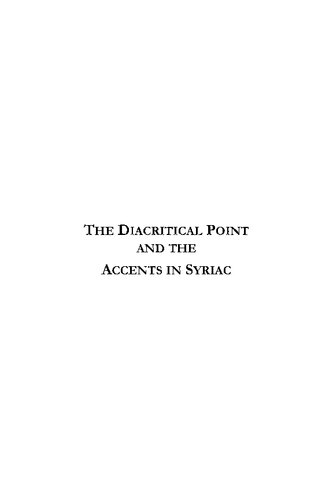 The Diacritical Point and the Accents in Syriac