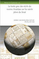 Le Texte Grec des RéCits du Moine Anastase Sur les Saints PèRes du Sinaï