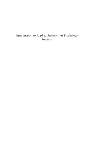 Introduction to Applied Statistics for Psychology Students