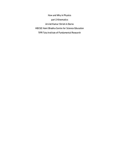 How and Why in Physics, Part 2: Kinematics