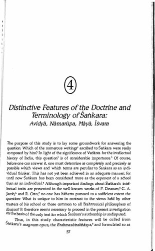 Distinctive Features of the Doctrine and Terminology of Sankara: Avidya, Namarupa, Maya, Isvara