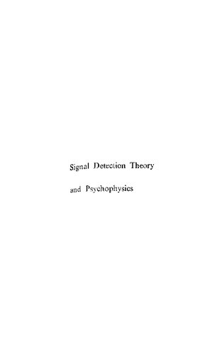 Signal Detection Theory and Psychophysics