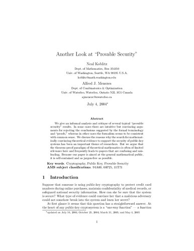 Another Look at “Provable Security