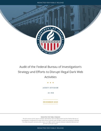 Audit of the Federal Bureau of Investigation’s Strategy and Efforts to Disrupt Illegal Dark Web Activities