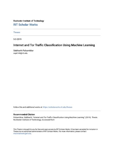 [Master's Thesis] Internet and Tor Traffic Classification Using Machine Learning