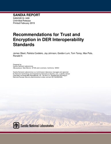 Recommendations for Trust and Encryption in DER Interoperability Standards