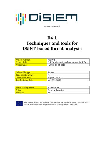 Techniques and tools for OSINT-based threat analysis