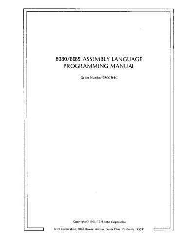 8080/8085 Assembly Language Programmers Manual.