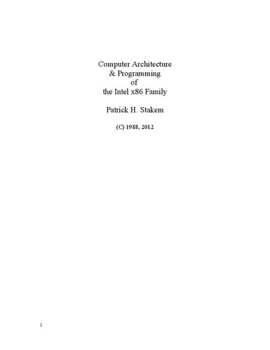 Computer Architecture & Programming of the Intel x86 Family