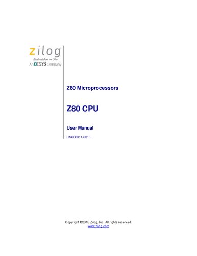 Z80 CPU User Manual