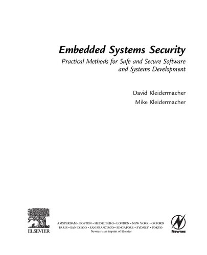 Embedded Systems Security: Practical Methods for Safe and Secure Software and Systems Development