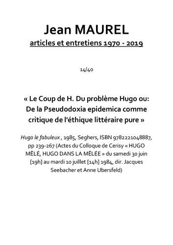 Hugo le fabuleux (French Edition)