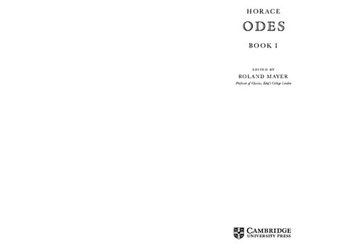 Horace: Odes Book I