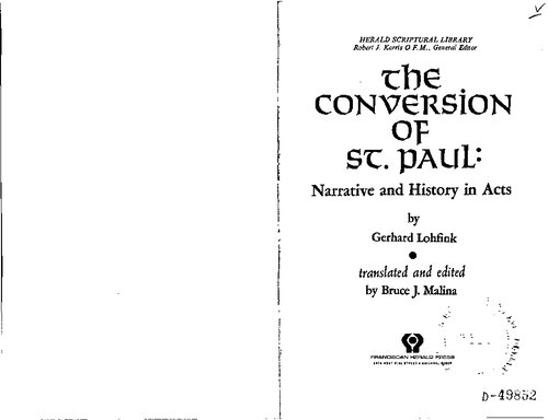 The conversion of St. Paul: Narrative and history in Acts (Herald scriptural library)