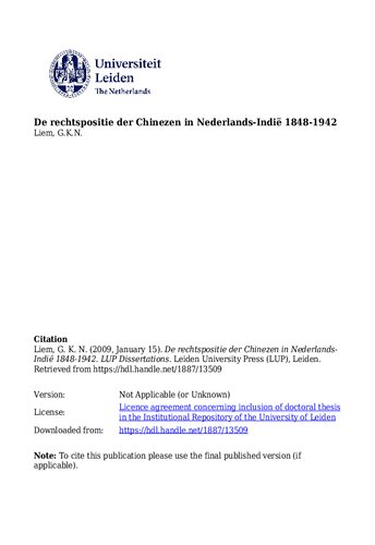 De rechtspositie der chinezen in nederlands-indie 1848-1942