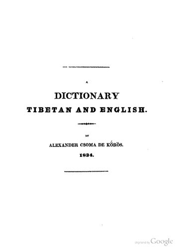 Dictionary Tibetan and English