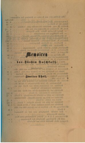 Memoiren der Fürstin Daschkoff. Zur Geschichte der Kaiserin Katharina II.