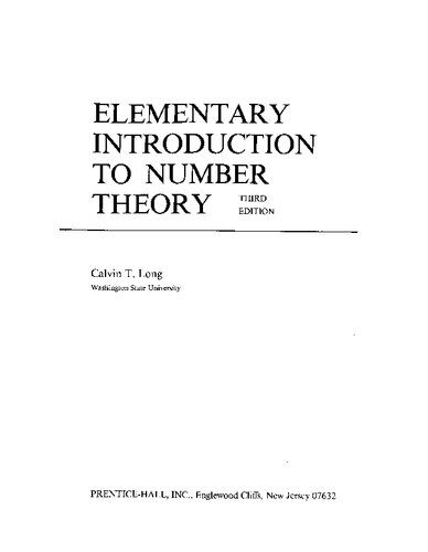 Elementary Introduction to Number Theory