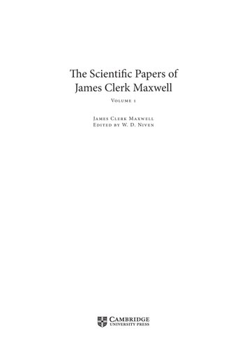 The Scientific Papers of James Clerk Maxwell. Volume 2
