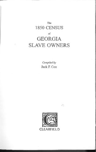 The 1850 Census of Georgia Slave Owners
