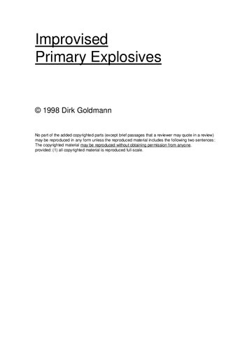 Improvised Primary Explosives