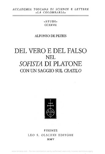 Del vero e del falso nel Sofista di Platone