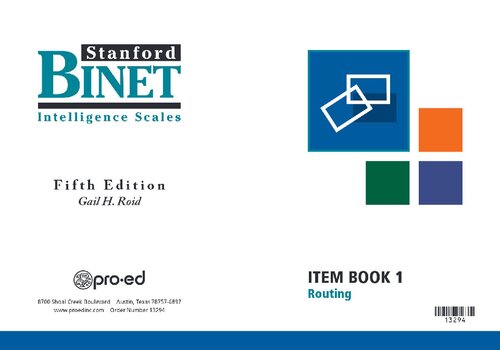Stanford Binet V (SB-V) Item Book 1