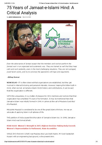 New Portal  75 Years of Jamaat-e-Islami Hind: A Critical Analysis