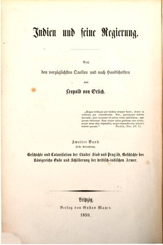 Geschichte und Kolonisation der Länder Sind und Peng'âb, Geschichte des Königreichs Oude und Schilderung der britisch-indischen Armee