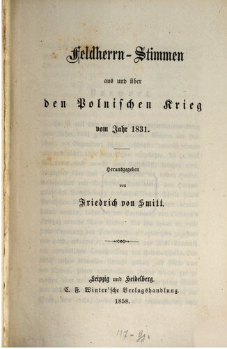 Feldherrn-Stimmen aus und über den Polnischen Krieg im Krieg 1831