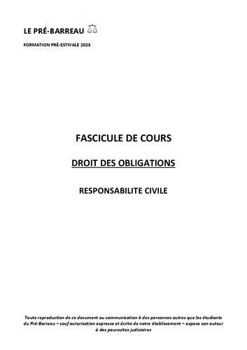 Fascicule - Responsabilité civile