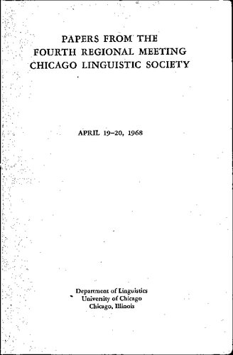 Papers from the Fourth Regional Meeting of the Chicago Linguistic Society