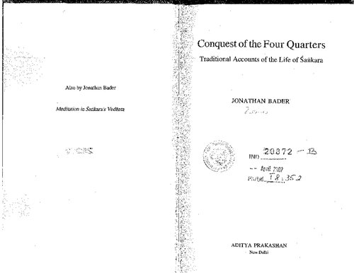 Conquest of the four quarters: Traditional accounts of the life of Sankara