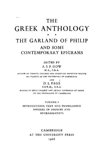 The Garland of Philip and Some Contemporary Epigrams