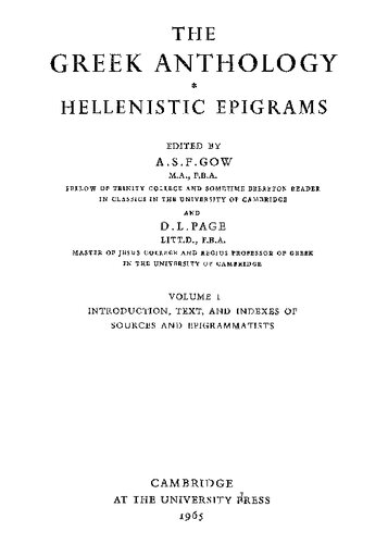 Hellenistic Epigrams