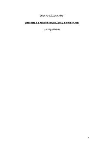 El rechazo a la relación sexual: Žižek y el Studio Ghibli