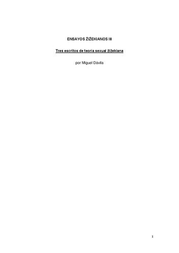 Tres escritos de teoría sexual žižekiana