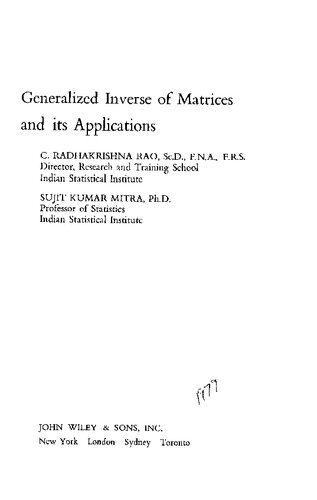 Generalized Inverse of Matrices and Its Applications