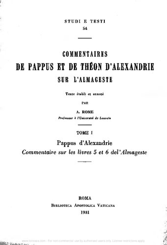 Commentaires sur les livres 5 et 6 de l'Almageste