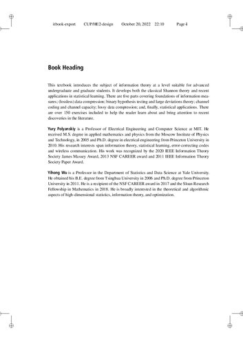 Information theory. From Coding to Learning. [2022-10 draft]