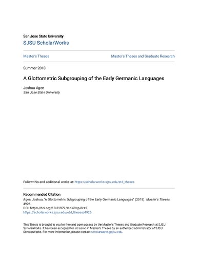 A Glottometric Subgrouping of the Early Germanic Languages (MA thesis)