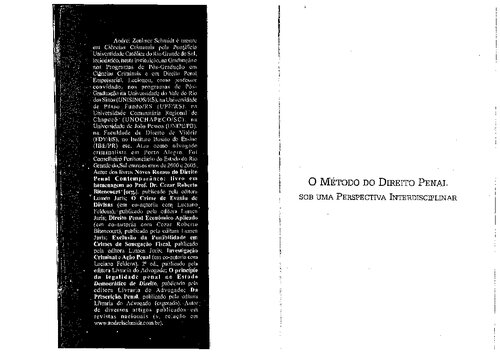 Metodo Do Direito Penal Sob Uma Perspectiva Interdisciplinar