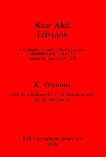Ksar Akil, Lebanon: A Technological Study of the Earlier Upper Palaeolithic Levels of Ksar Akil. Volume III: Levels XXV-XIV