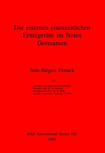 Die eisernen eisenzeitlichen Erntgeräte im freien Germanien