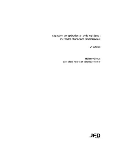 La gestion des opérations et de la logistique : méthodes et principes fondamentaux