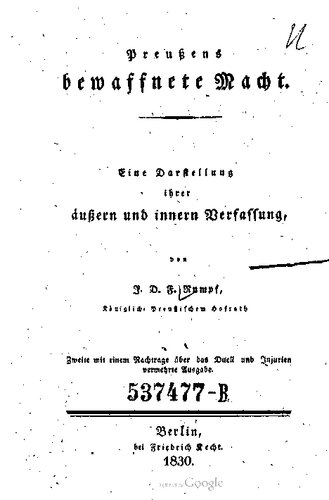 Preußens bewaffnete Macht : Eine Darstellung ihrer äußern und innern Verfassung
