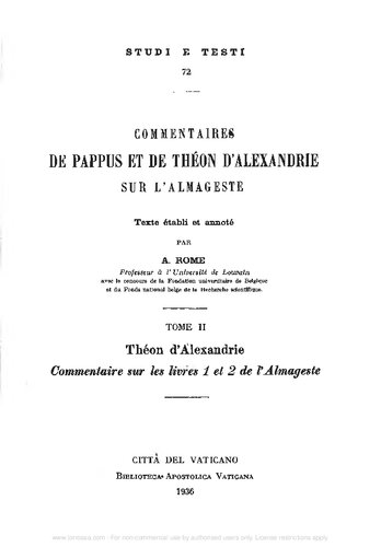 Commentaires sur les livres 1 et 2 de l'Almageste