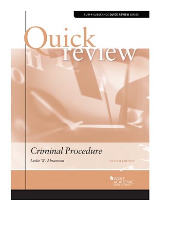 Quick Review of Criminal Procedure (Quick Reviews)