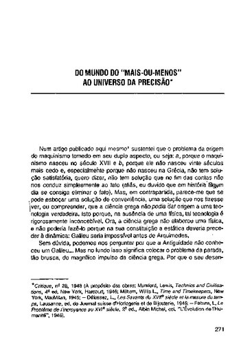 DO MUNDO DO “MAIS-OU-MENOS” AO UNIVERSO DA PRECISÃO